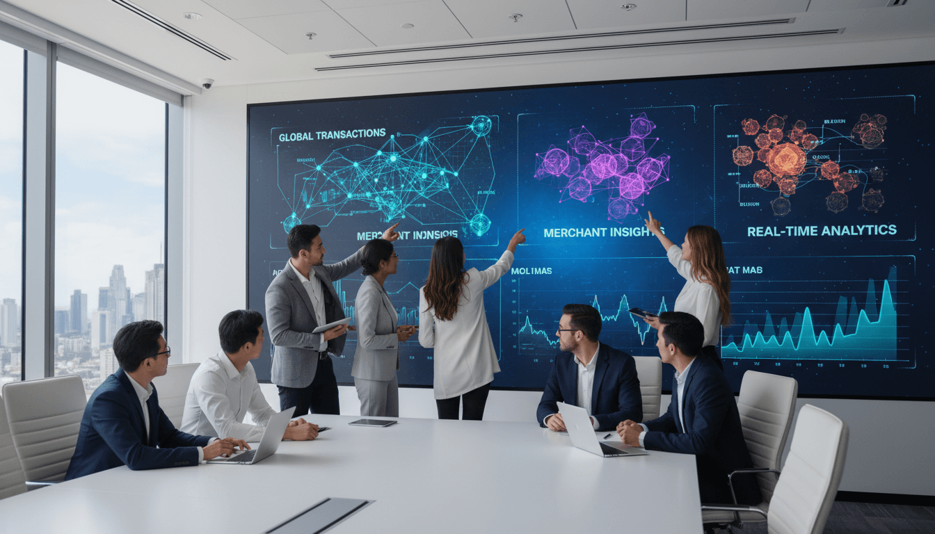 Technicians examining industrial automation control systems with networked screens displaying real-time monitoring data and sensor readings